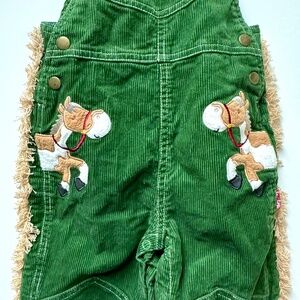 Le Top Overalls with Cowboy Motif, Horses and Fringe